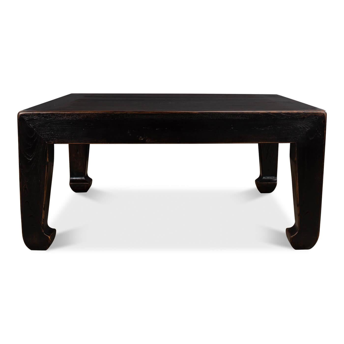 Wood Asian Style Ebonized Coffee Table For Sale