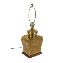 Asian Style Frederick Cooper Brass Table Lamp With Geometric Motif