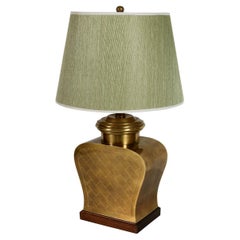 Asian Style Frederick Cooper Brass Table Lamp With Geometric Motif