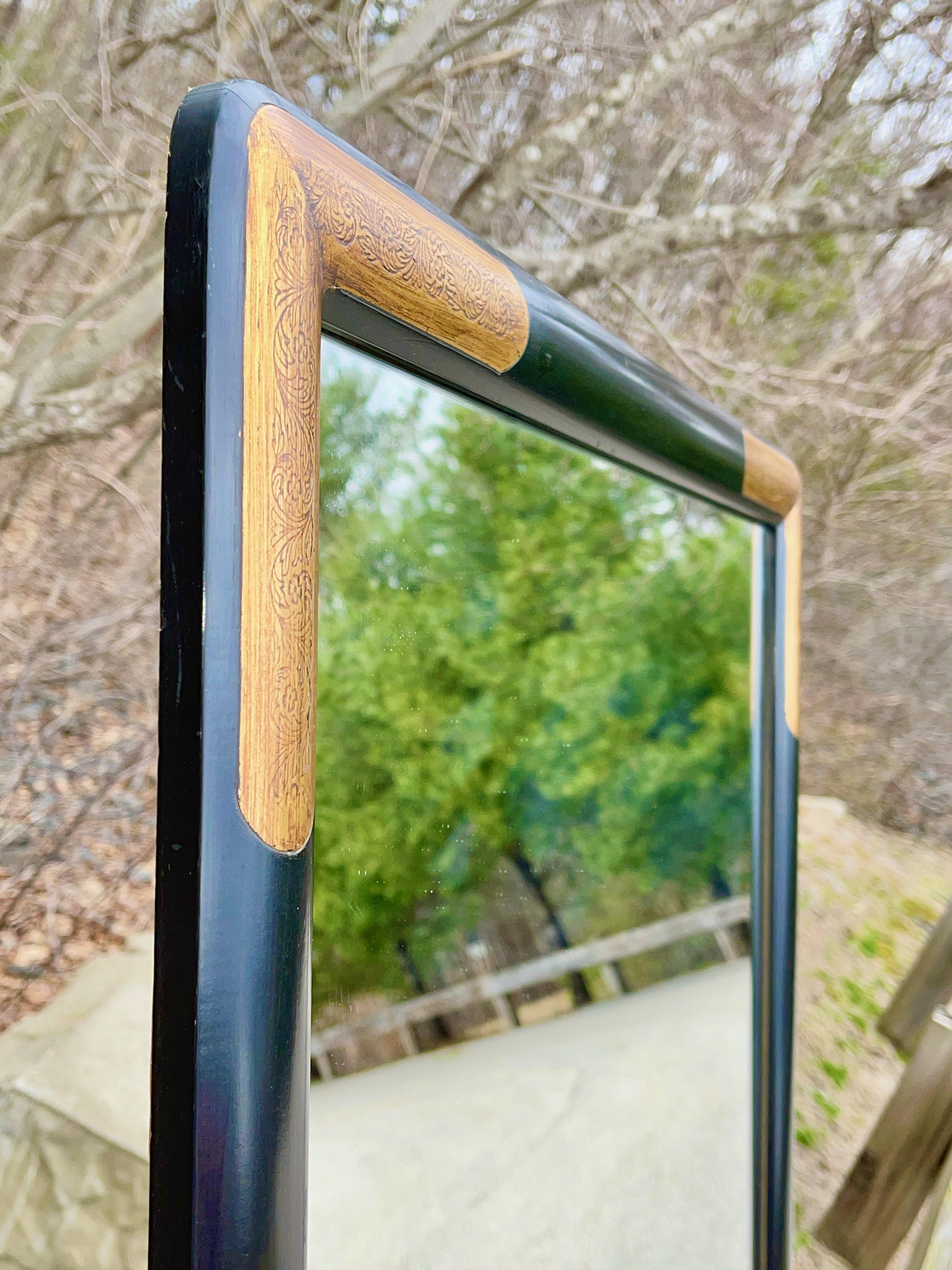 Asian Style Gilt & Ebonized Full Length Mirror 1