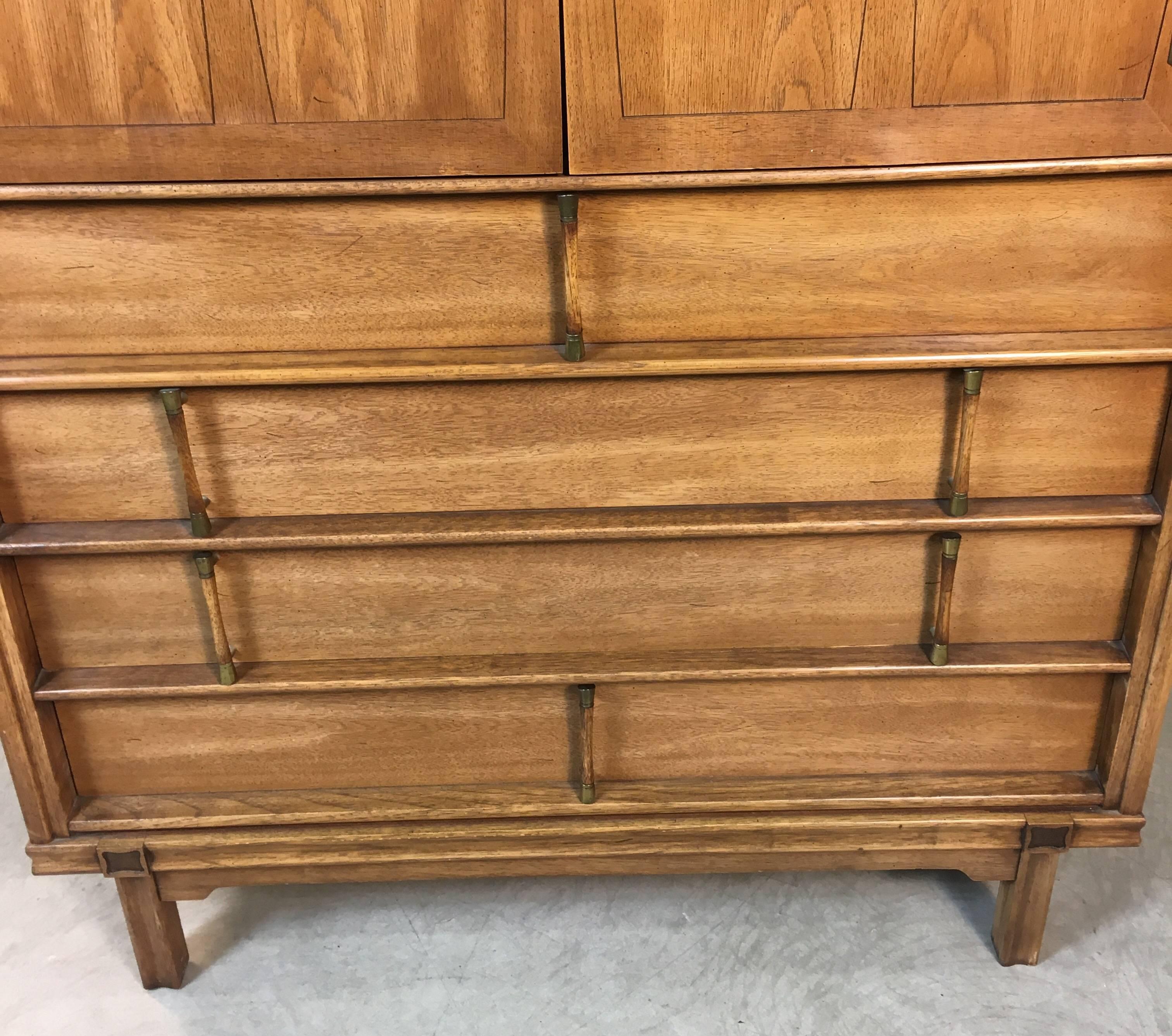 Asian-Style Highboy Dresser, 1960s In Excellent Condition For Sale In Amherst, NH