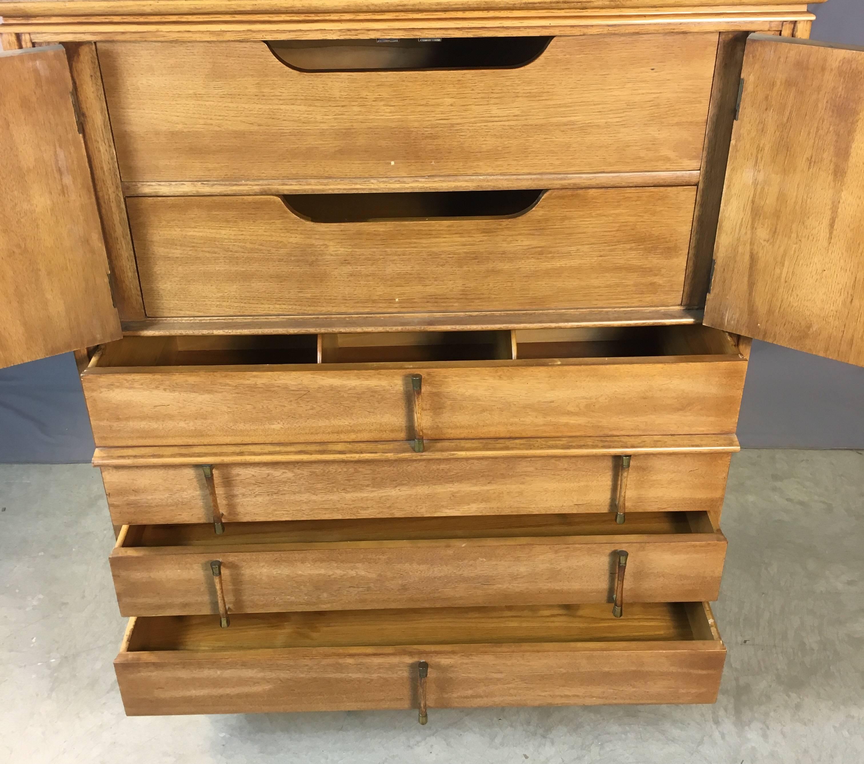 Mahogany Asian-Style Highboy Dresser, 1960s For Sale