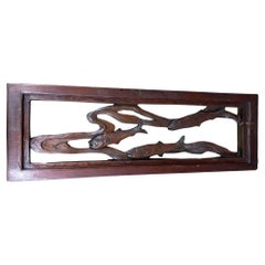 Scultura in legno di ciliegio appesa al muro di un pesce Koi in Asian Style, firmata