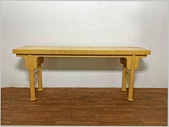 Asian Style Linen Wrapped Console Table Circa 1970s