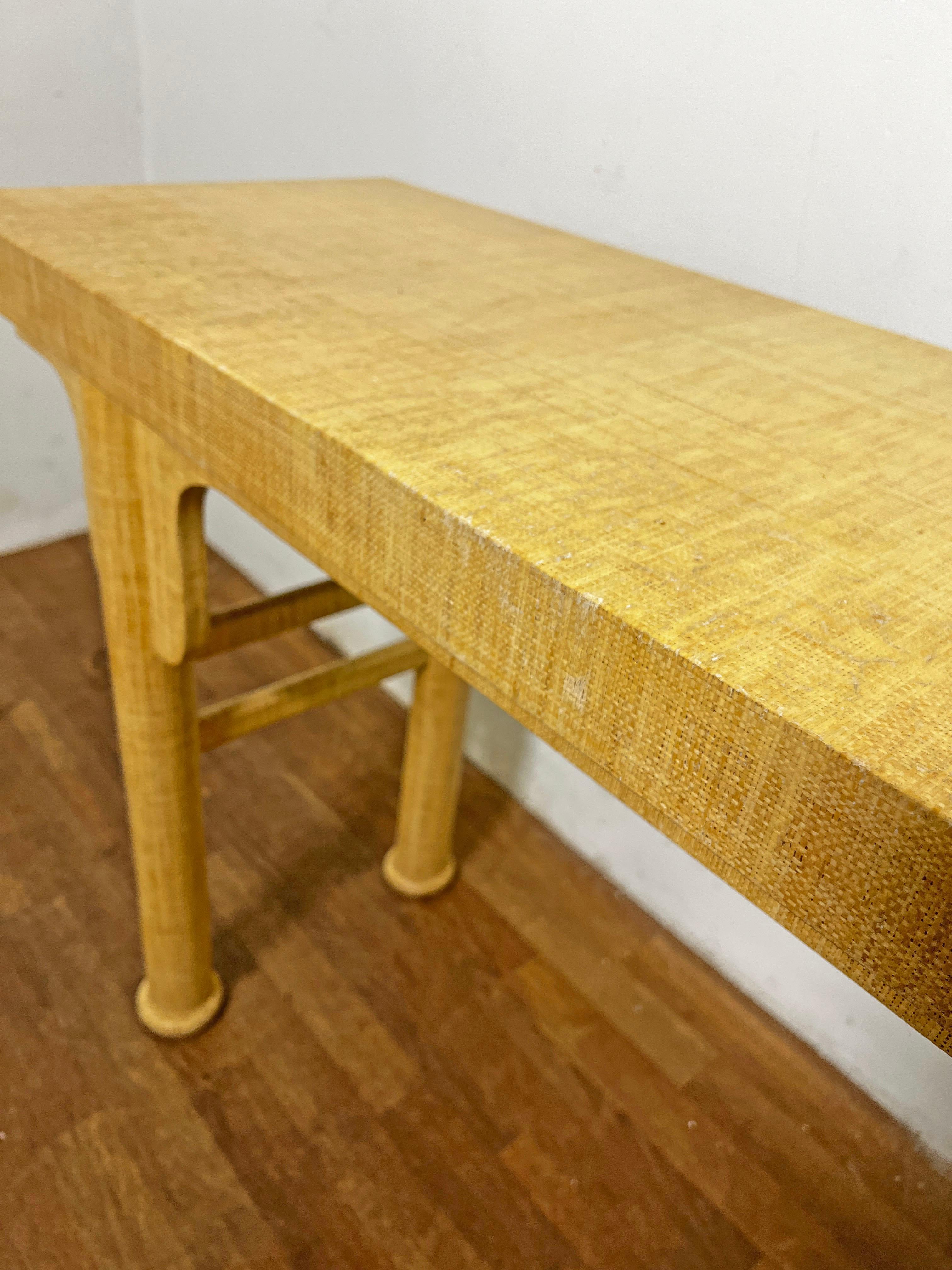 Asian Style Linen Wrapped Console Table Circa 1970s For Sale 3
