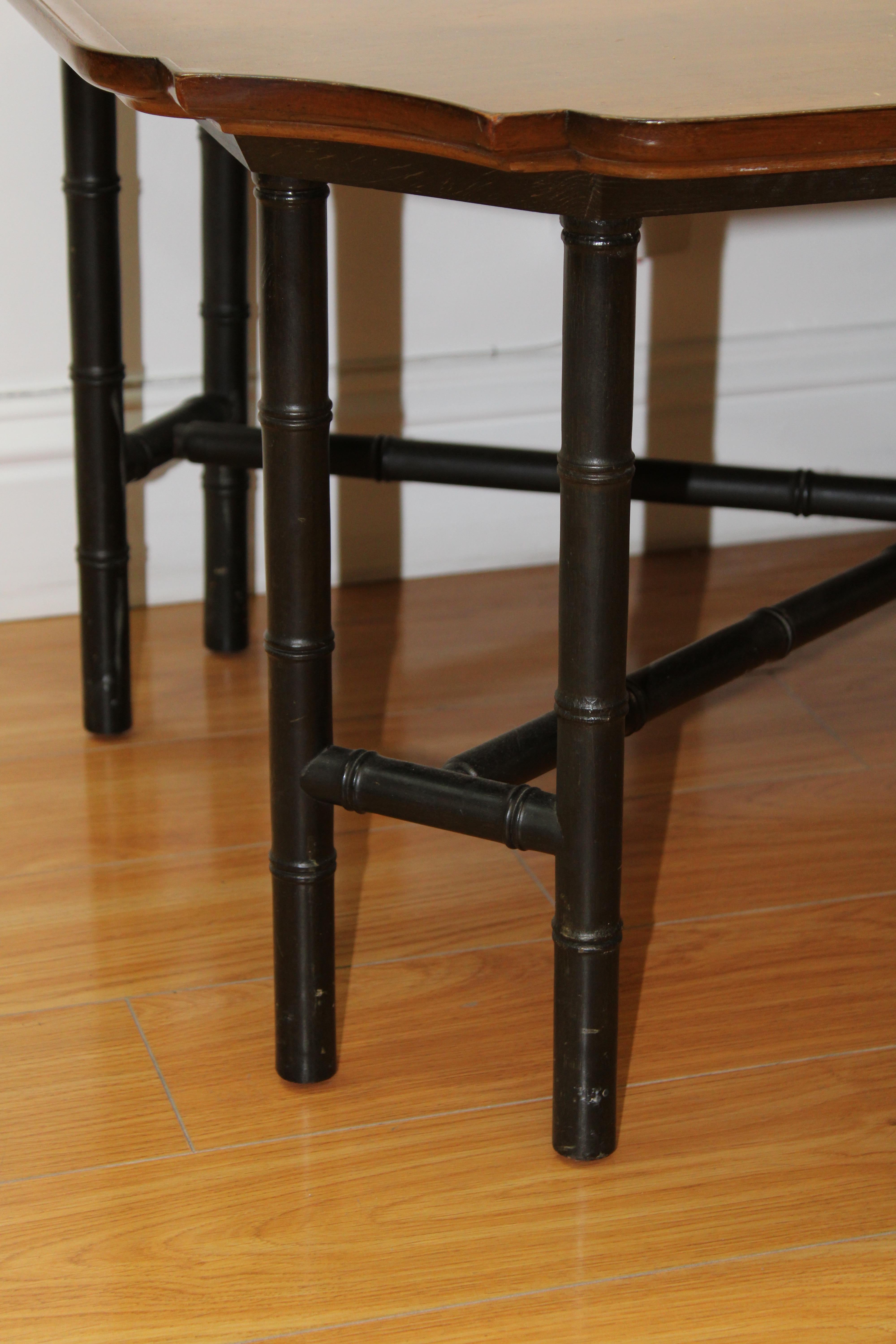 Asian Style Octagonal Tray Table w/ Faux Bamboo Base In Good Condition In San Francisco, CA