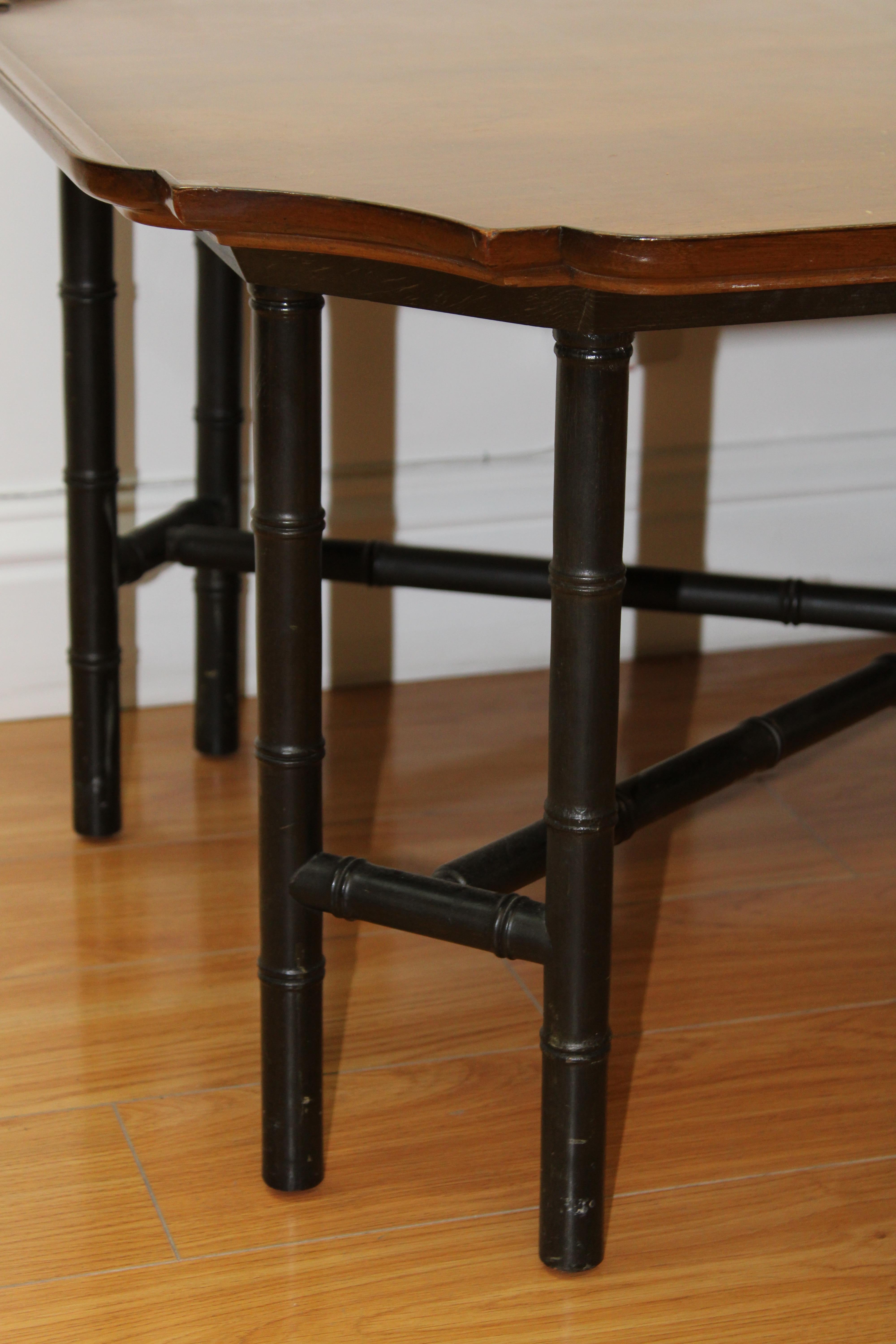 20th Century Asian Style Octagonal Tray Table w/ Faux Bamboo Base For Sale