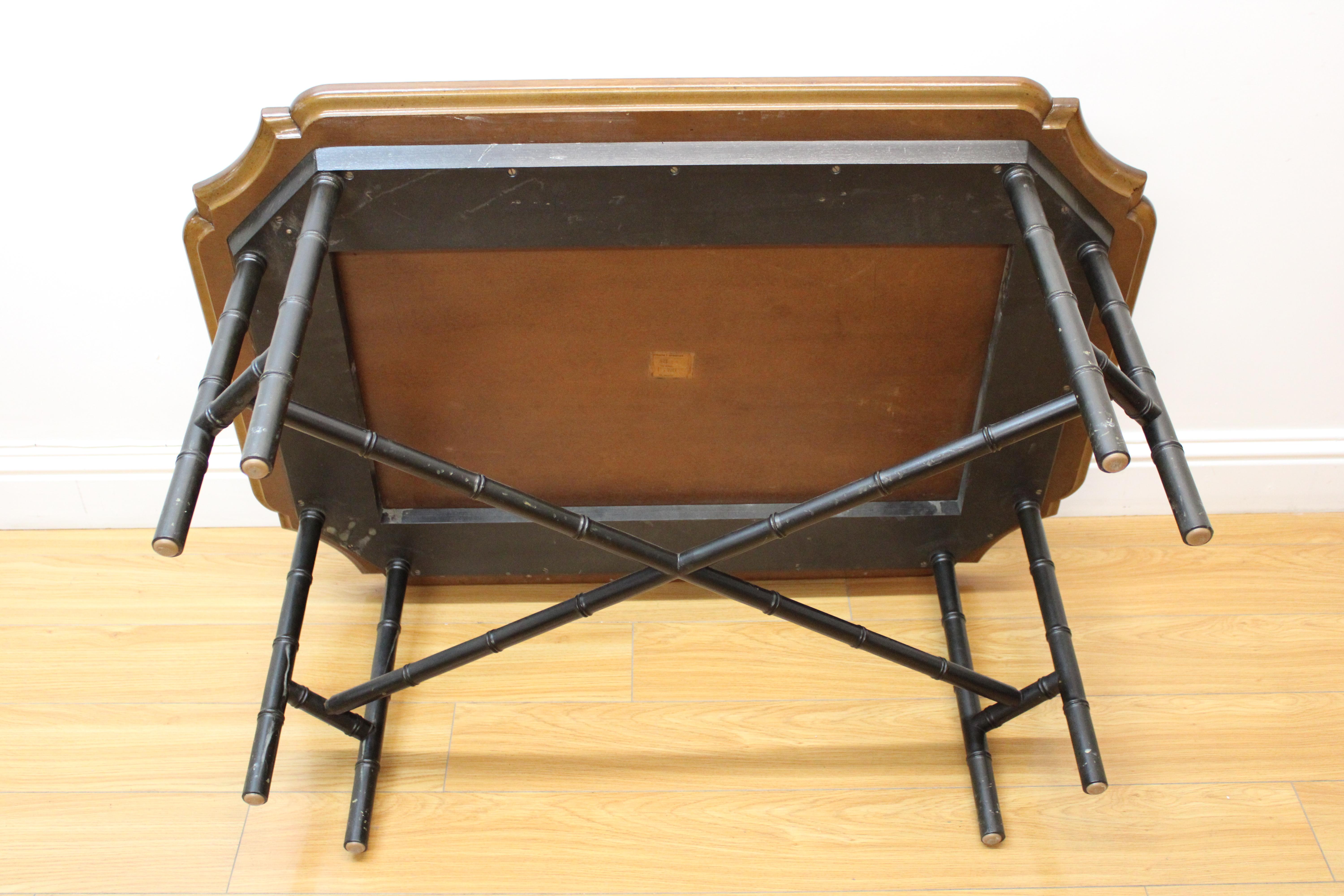 Asian Style Octagonal Tray Table w/ Faux Bamboo Base 1