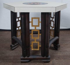 James Mont Asian Style Side Table, Bamboo Wood & Gilt Metal, 1955