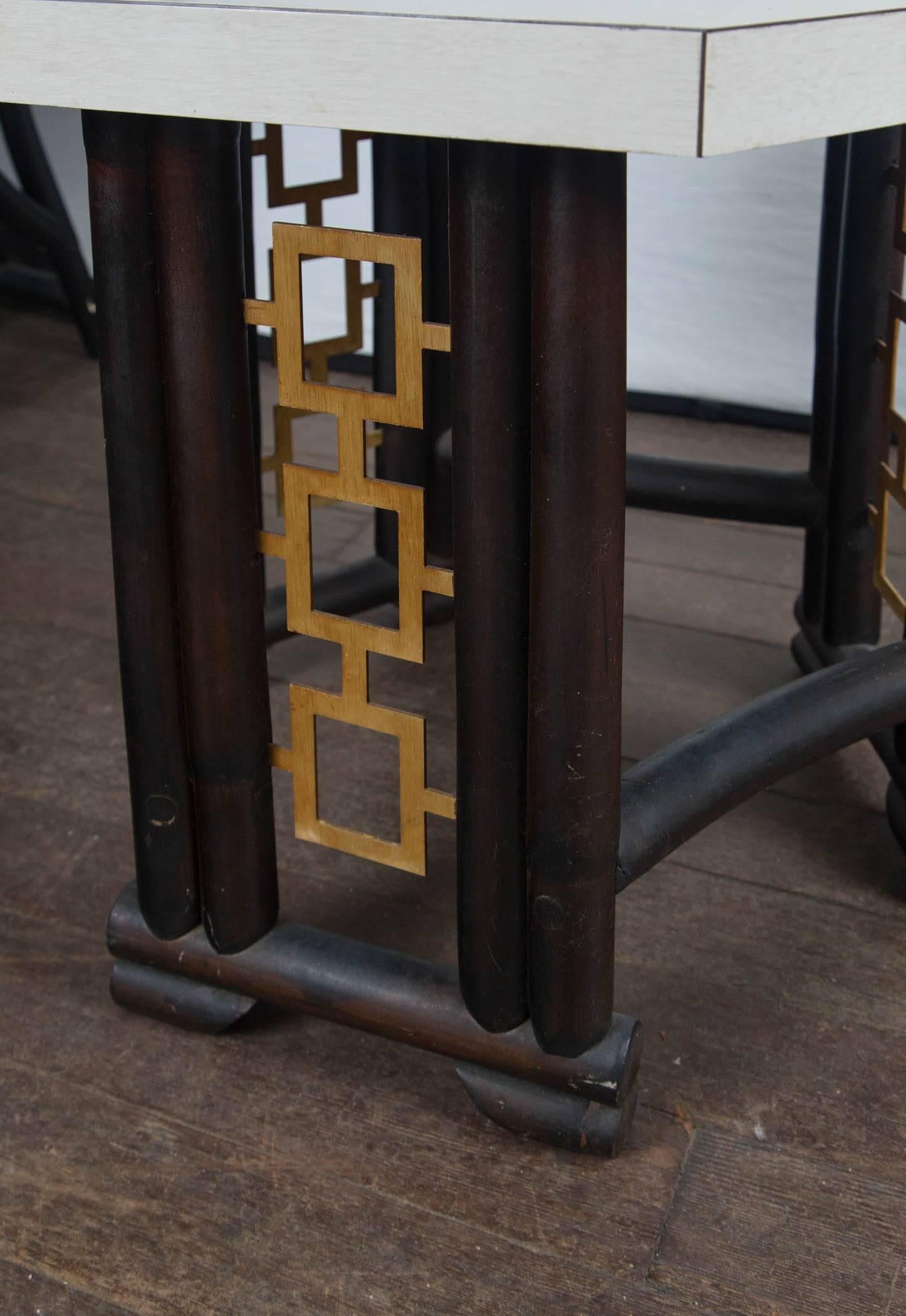 Wood Asian Style Side Table, Attributed to James Mont For Sale