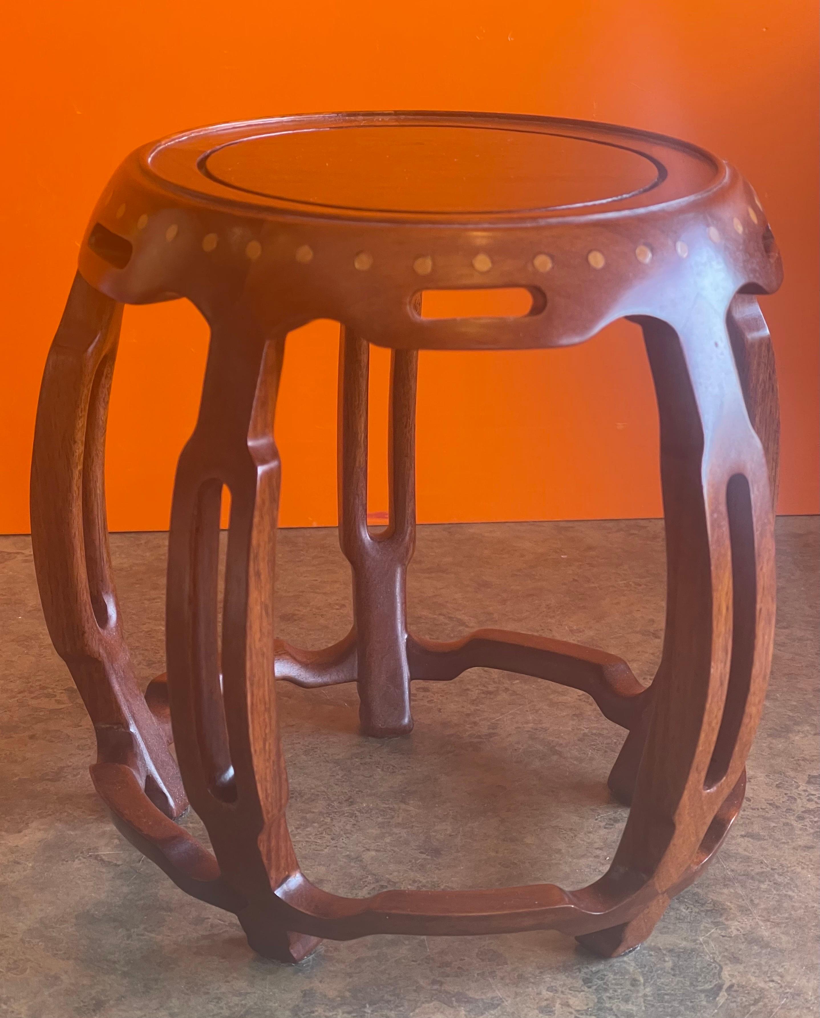 Asian Style Small Rosewood Pedestal / Plant Stand In Good Condition For Sale In San Diego, CA
