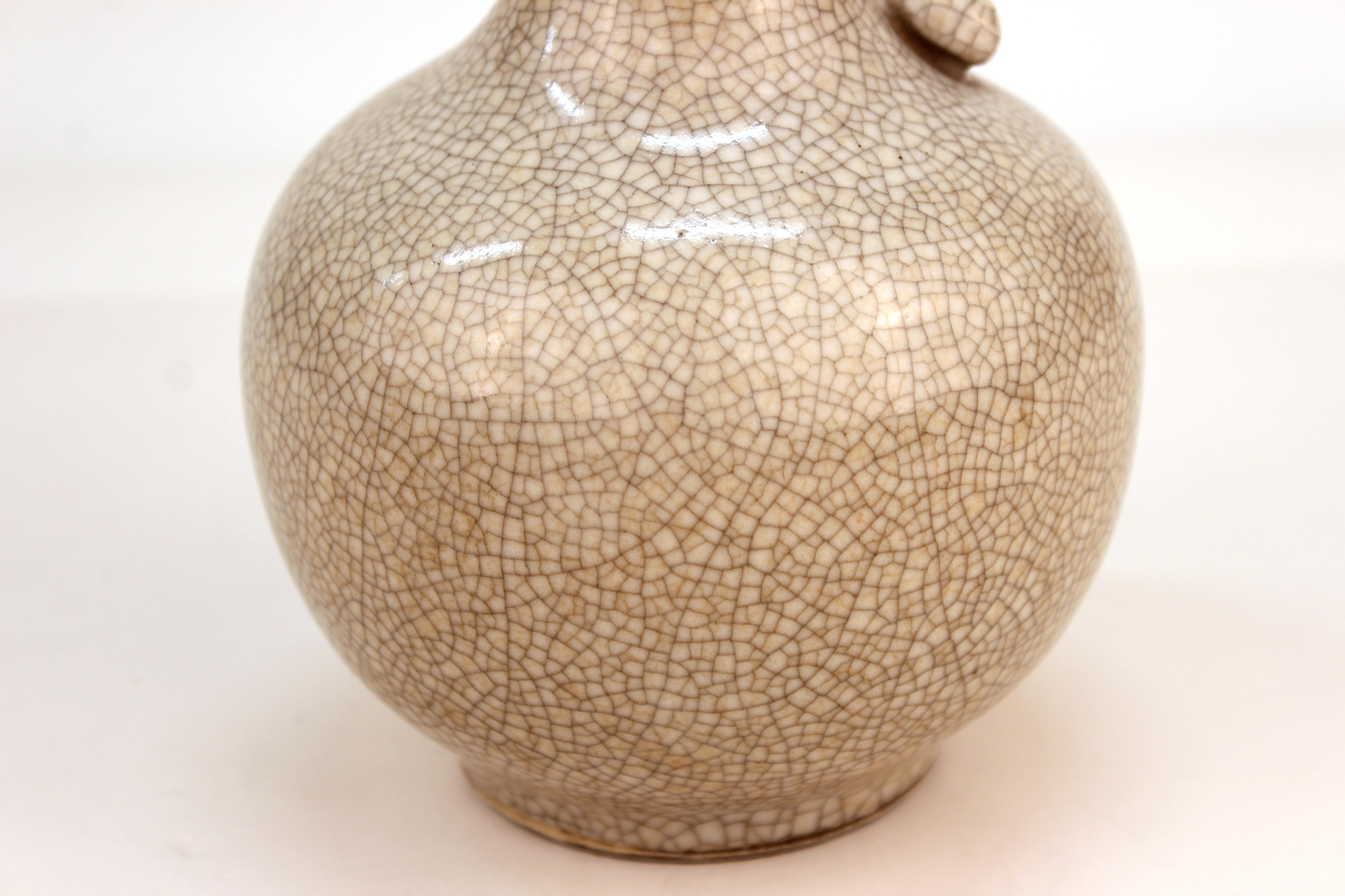 20th Century Asian Style Studio Ceramic Vase with Sculpted Salamander