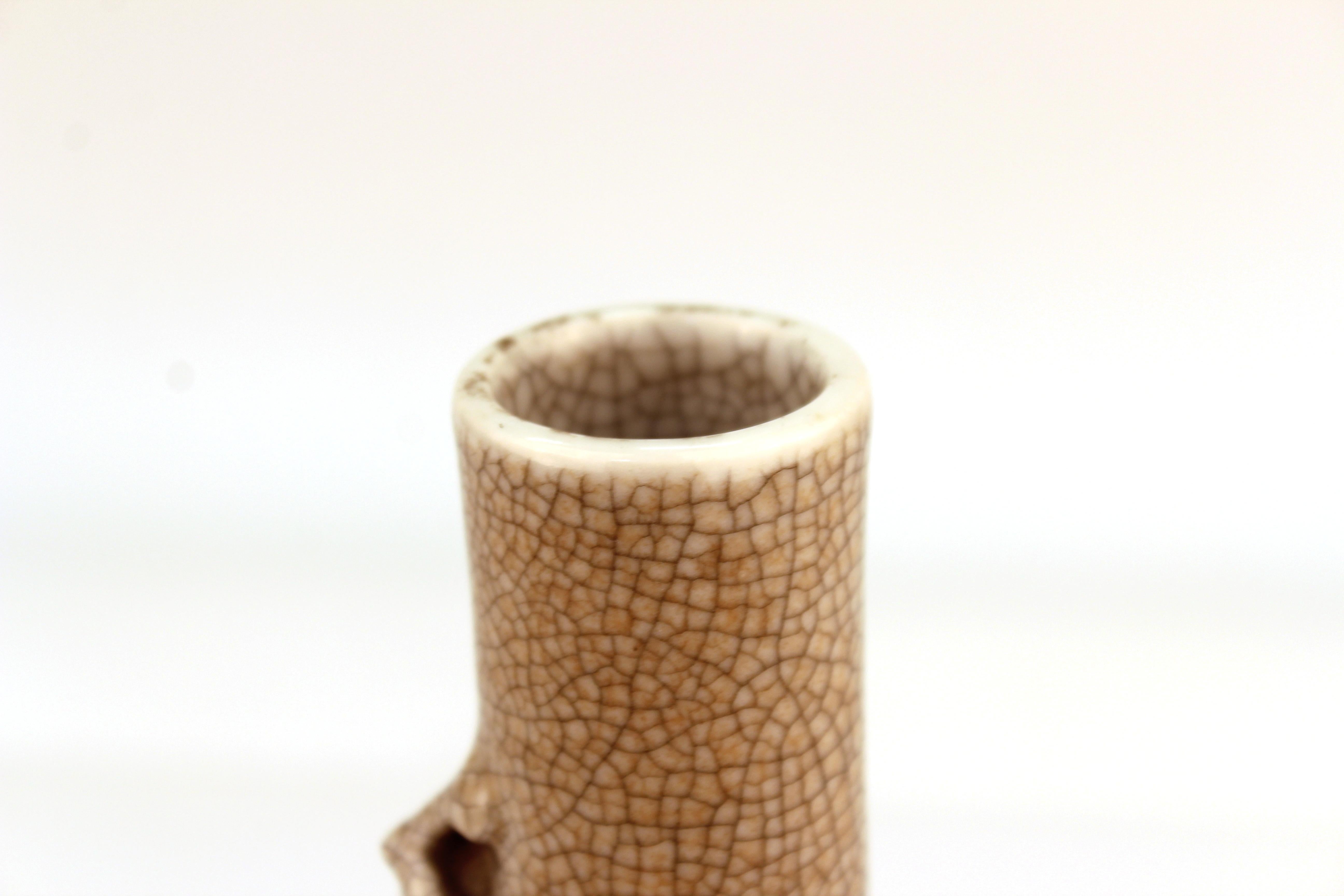 Asian Style Studio Ceramic Vase with Sculpted Salamander 3