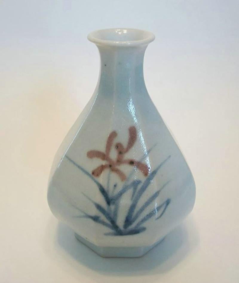 Smaltato Vaso in gres Studio Pottery Asian Style - Dipinto a mano e firmato - 20th Century in vendita