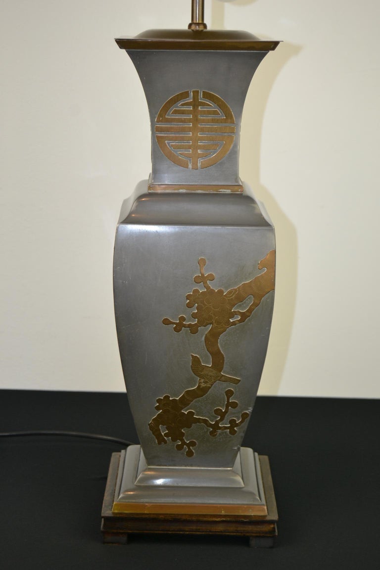 Asian Style Table Lamp, Metal with Brass, 1950s For Sale at 1stDibs