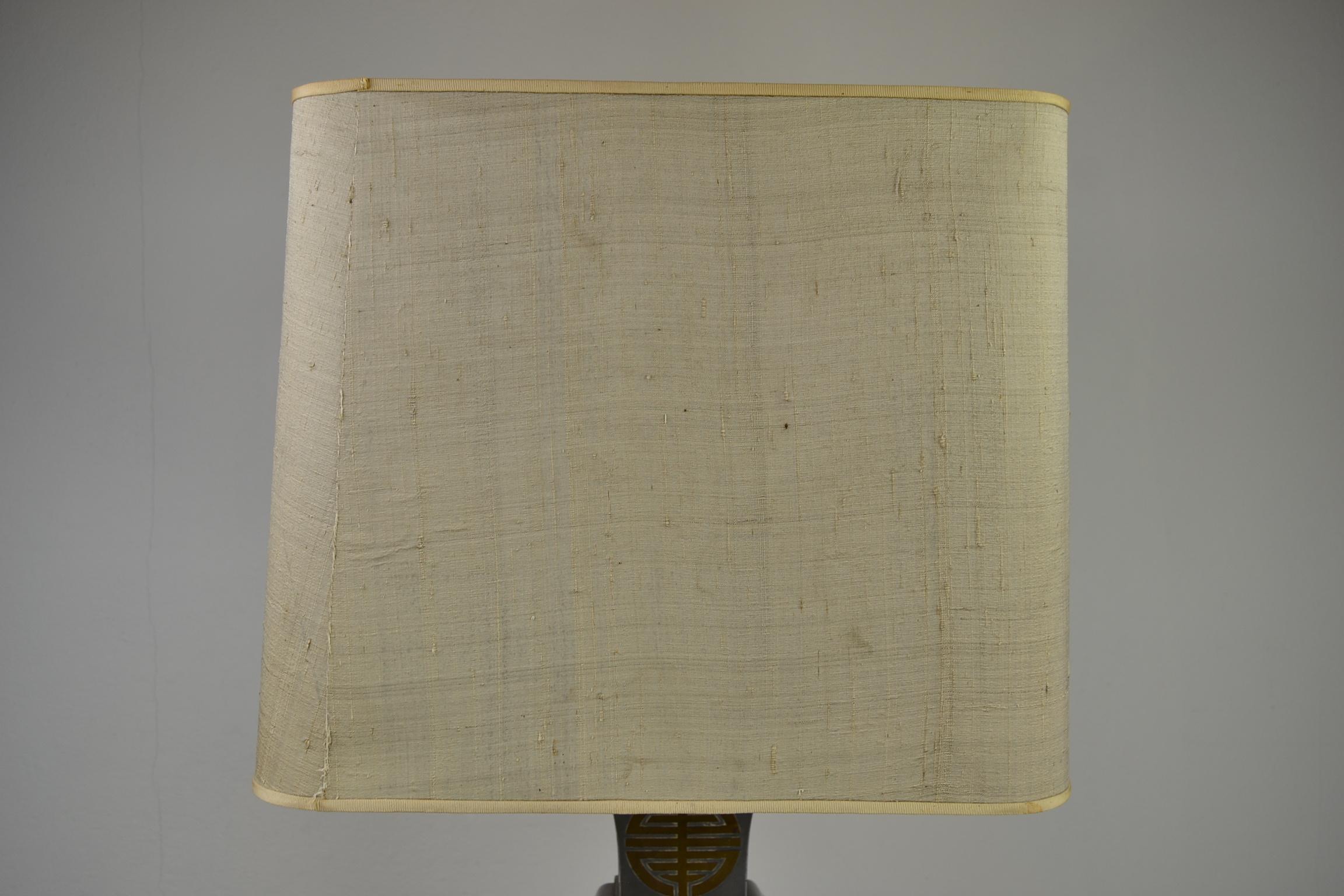 Asian Style Table Lamp, Metal with Brass, 1950s For Sale 10