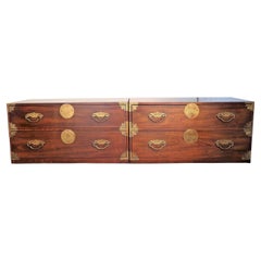 Asian Style Two Drawer Campaign Chests Henredon 1970's