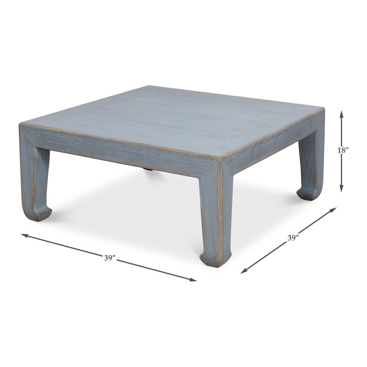 Asian Style Vintage Blue Coffee Table For Sale 5