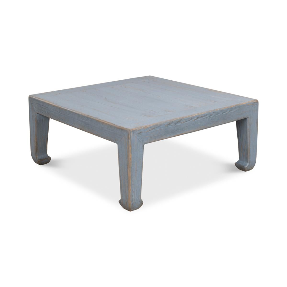 Chinese Export Asian Style Vintage Blue Coffee Table For Sale