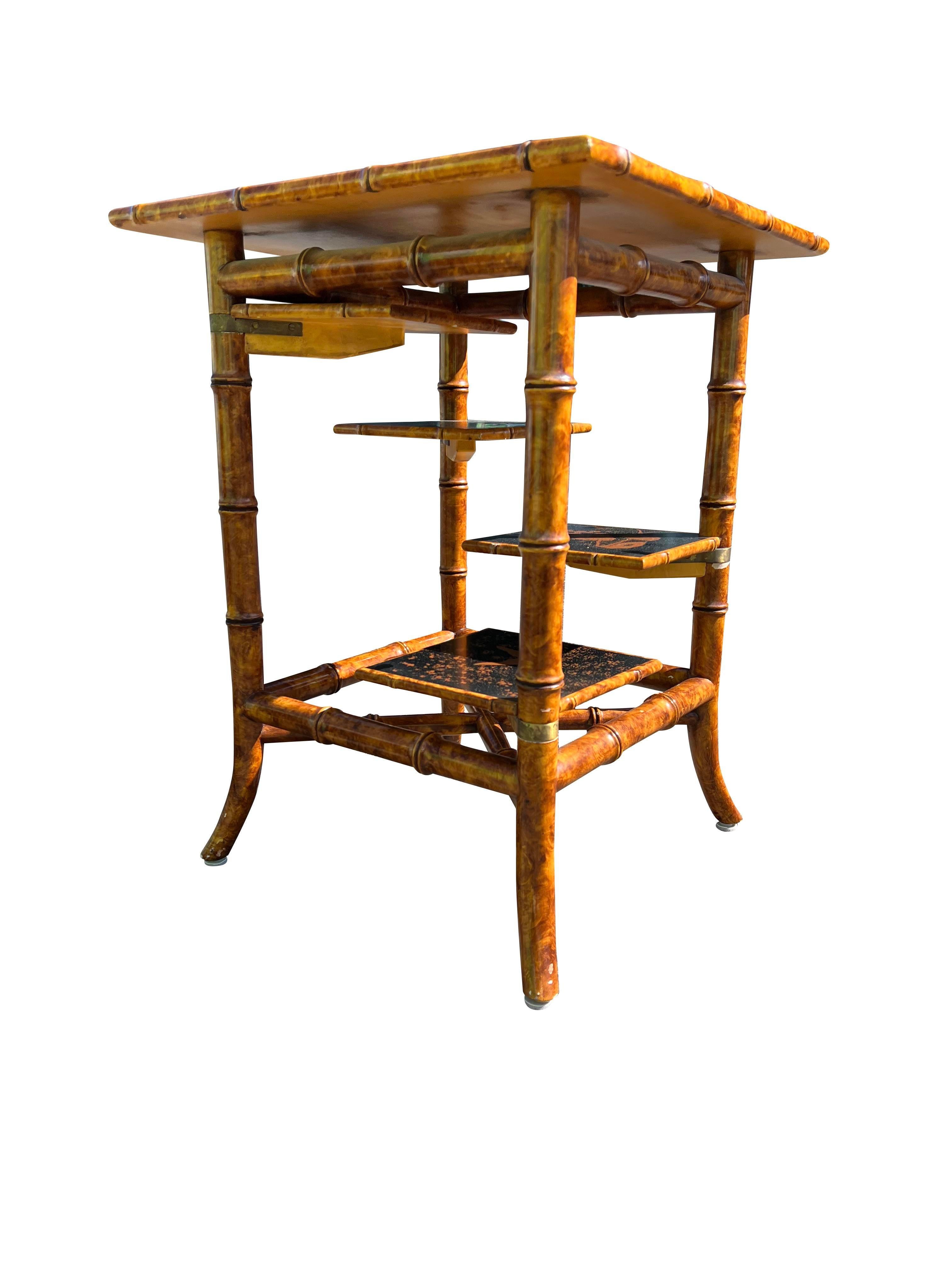 Mesa auxiliar o de centro ajustable de bambú sintético Asian Style Vintage en venta 3