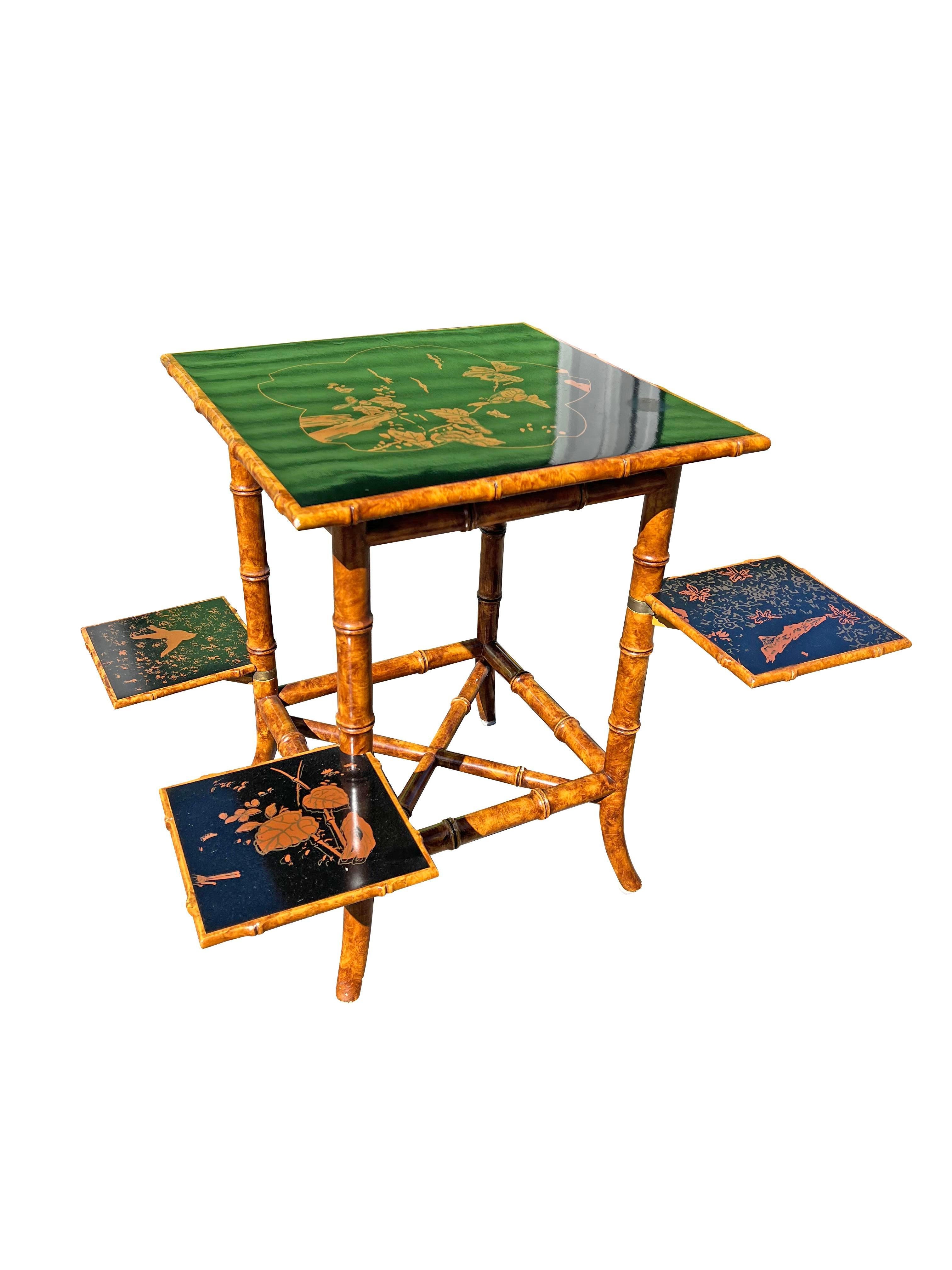 Mesa auxiliar o de centro ajustable de bambú sintético Asian Style Vintage Estadounidense en venta