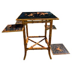 Asian Style Vintage Faux Bambou Table d'appoint ou d'appoint réglable pour plantes