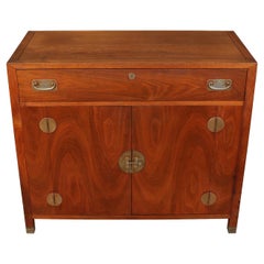 Asian Style Walnut Cabinet with Brass Details