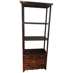 Asian Style Wood and Brass Étagère Bookshelf