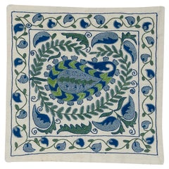 Asian Suzani Pillow Case, Embroidered Cotton 
Silk Cushion Cover