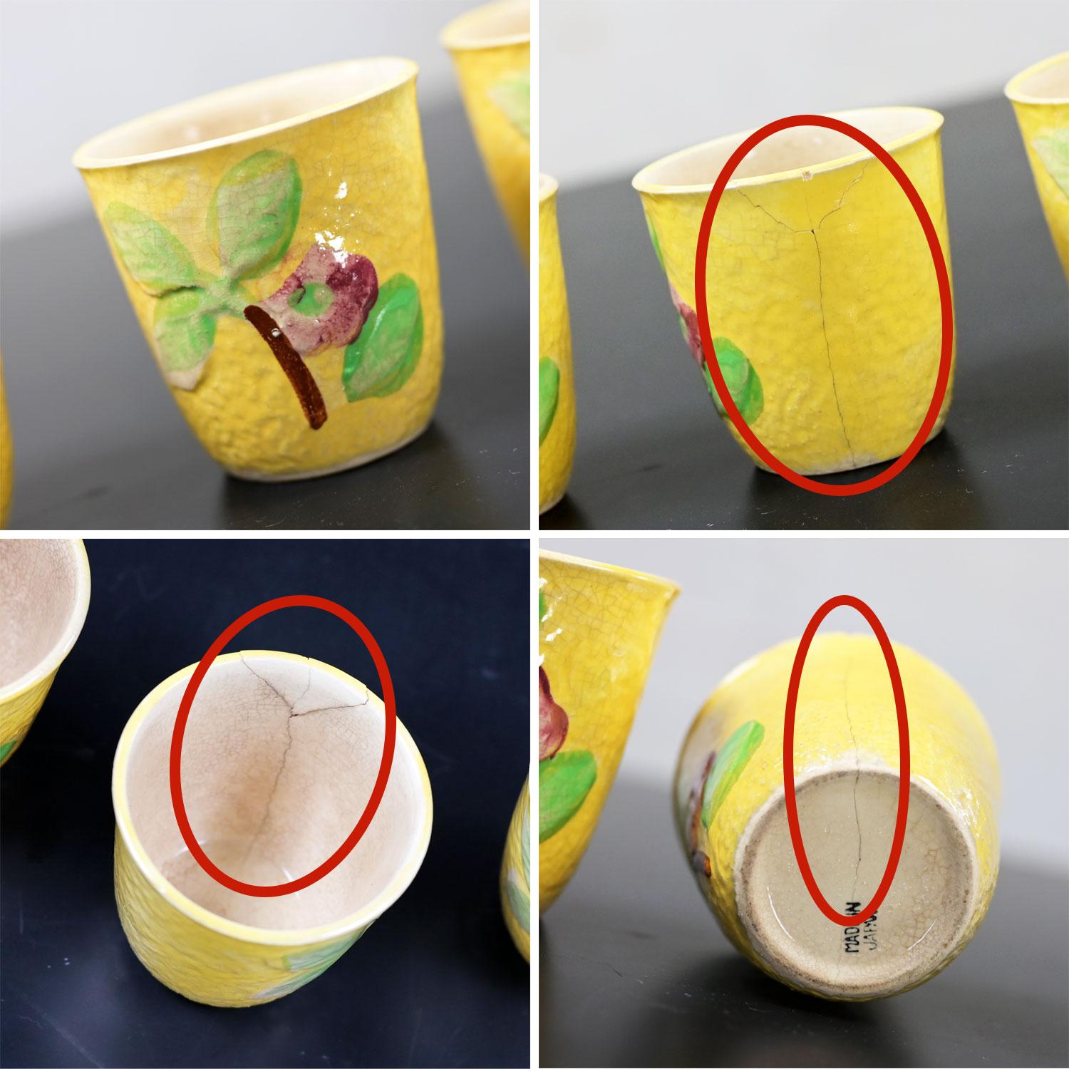 Ensemble de table asiatique 4 gobelets en bambou 4 tasses Saki 4 assiettes à dessert fabriquées au Japon en vente 5