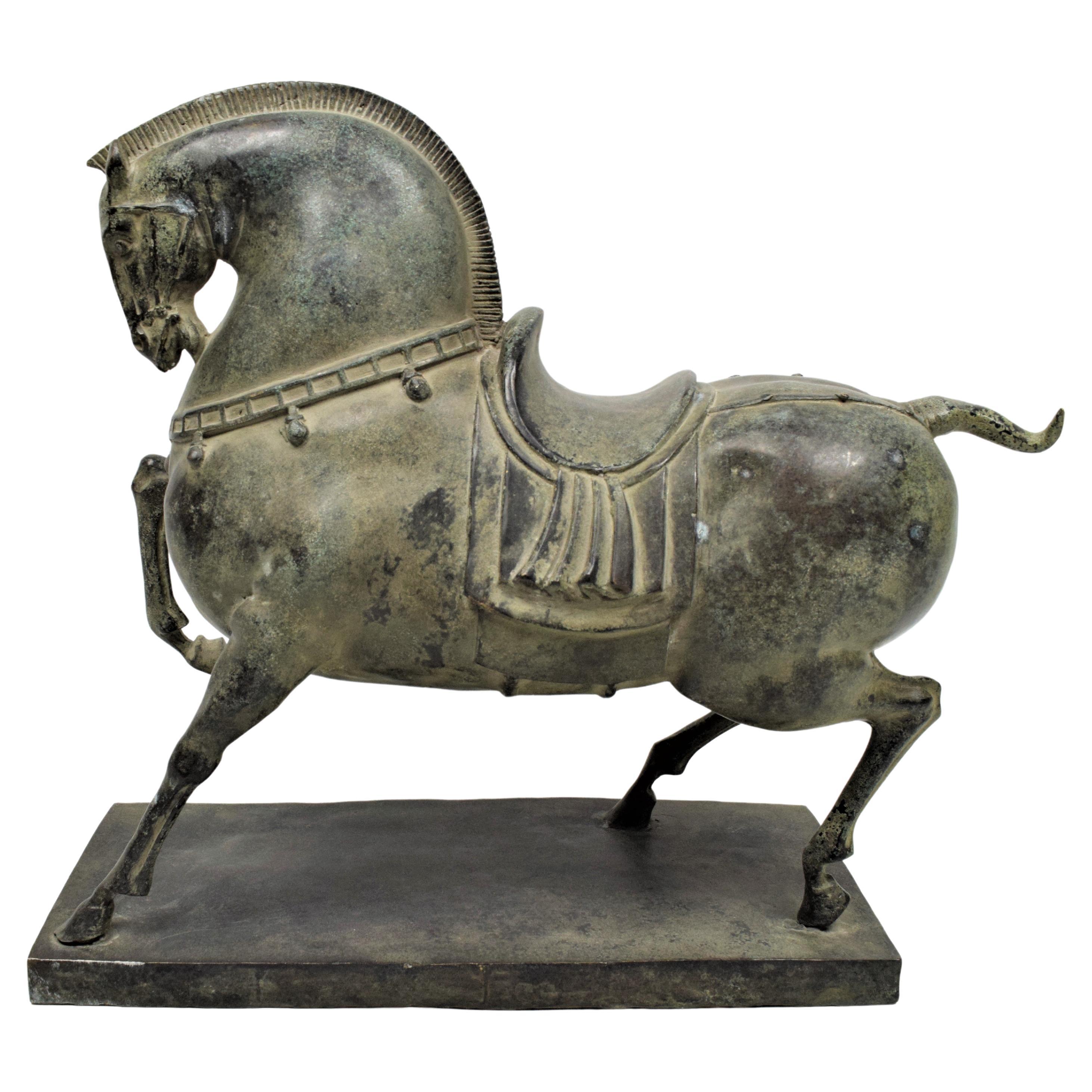 Art Deco Asian Tang Dynasty Inspired Bronze Horse