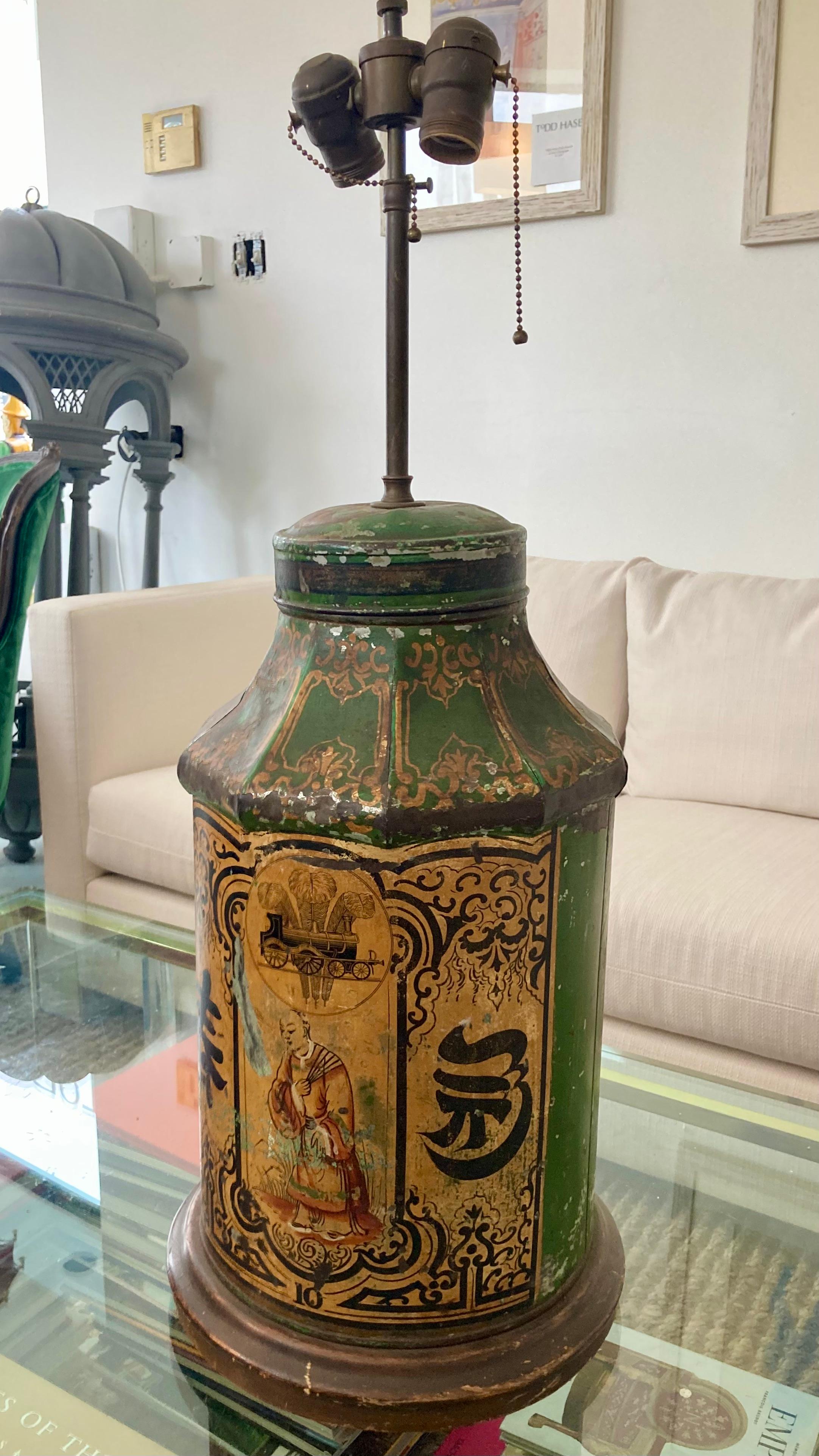 Asian Tea Canister Lamp In Good Condition In Los Angeles, CA