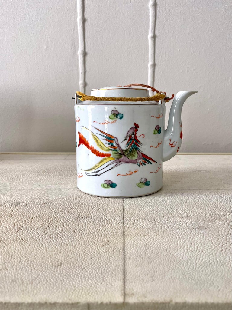 Asian Tea Set with Hand Woven Wicker Carrying Warmer Basket, Teapot and