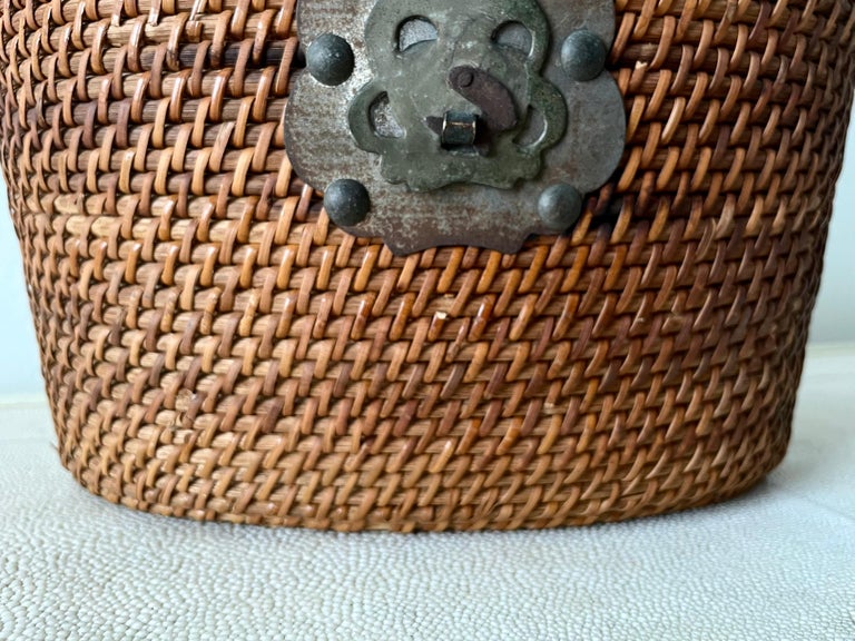 Asian Tea Set with Hand Woven Wicker Carrying Warmer Basket, Teapot and
