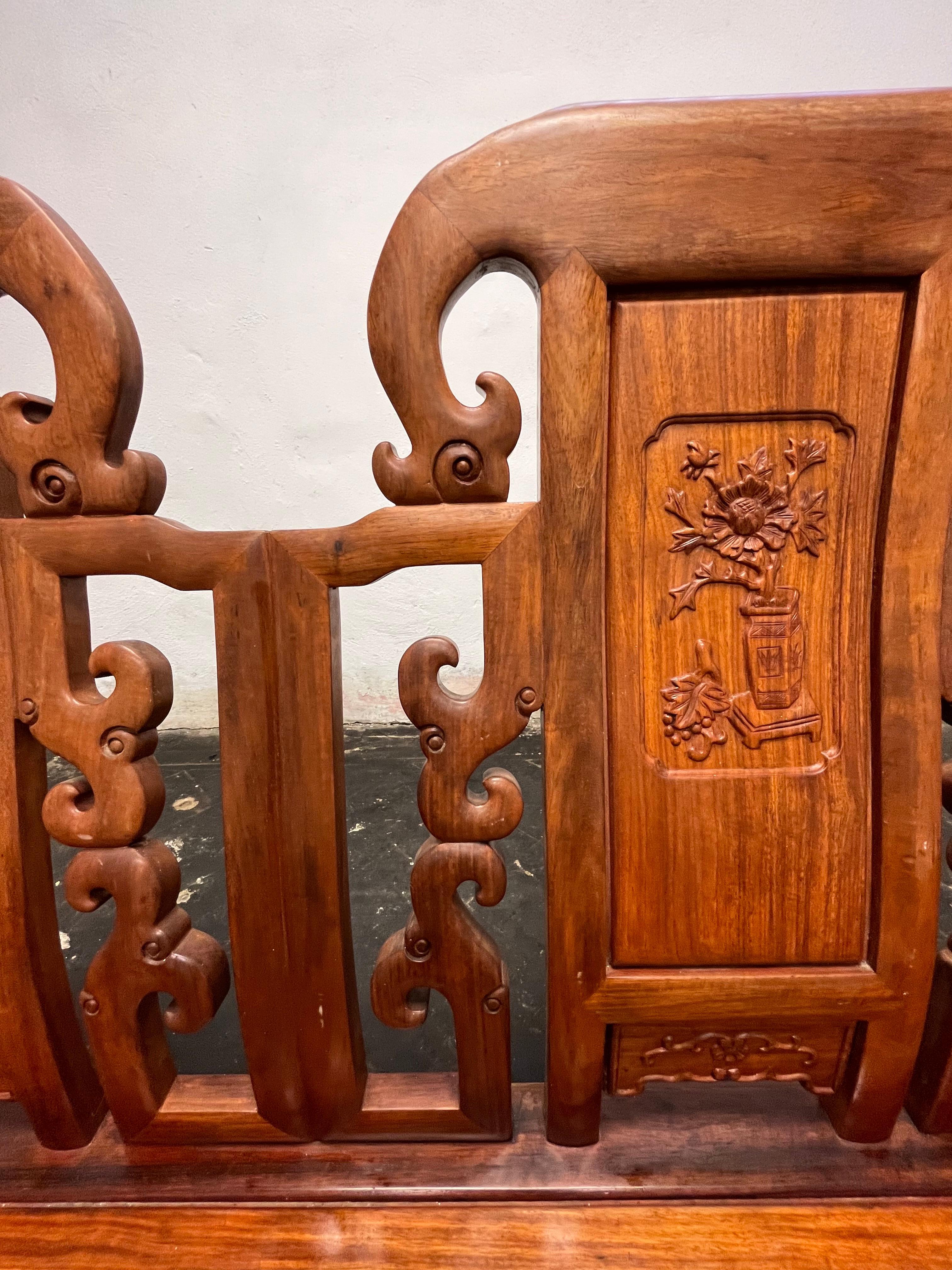 Asian Teak and Rosewood Sofa For Sale 4