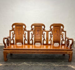 Sofá asiático de teca y palisandro