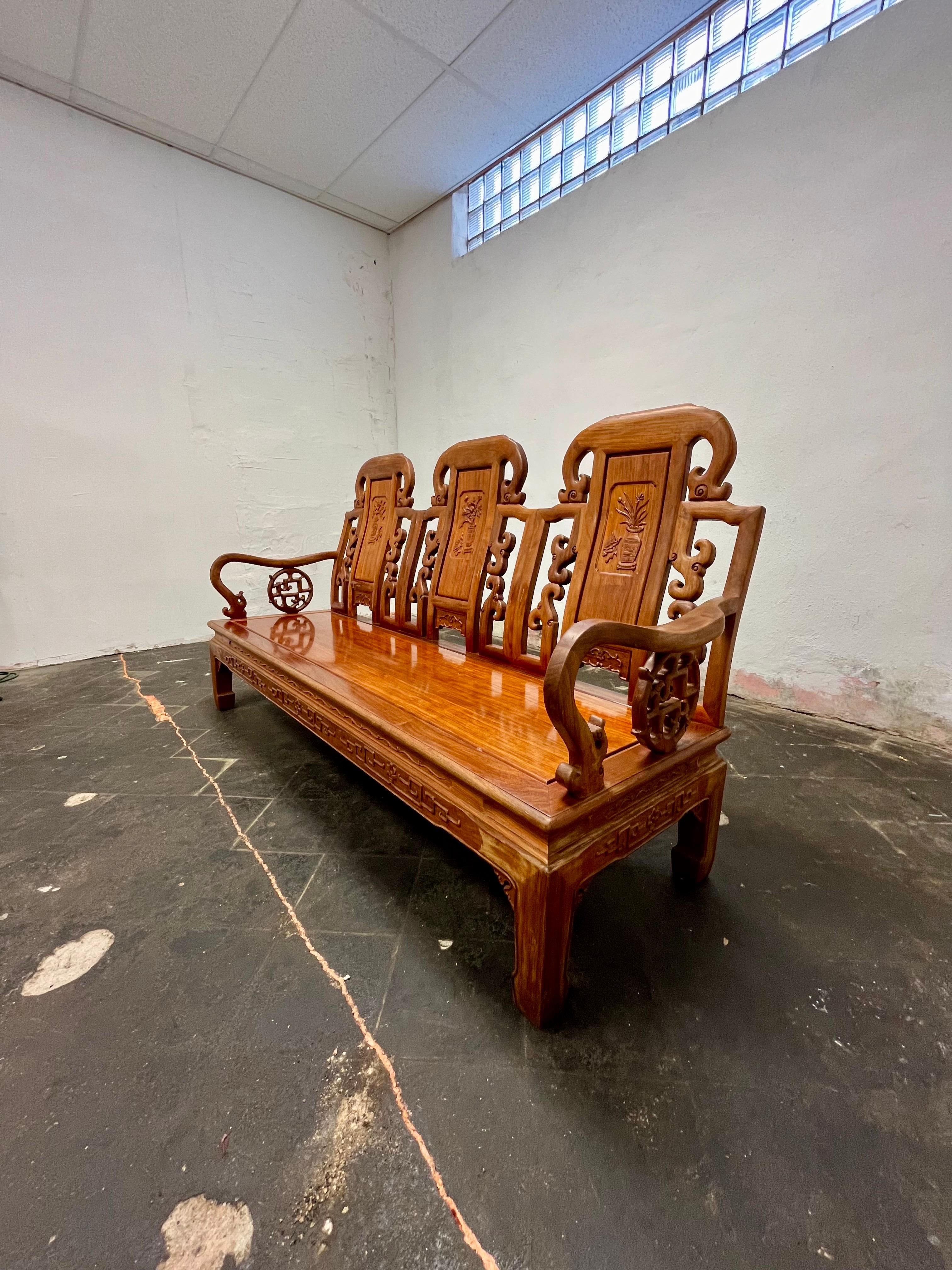Unknown Asian Teak and Rosewood Sofa For Sale