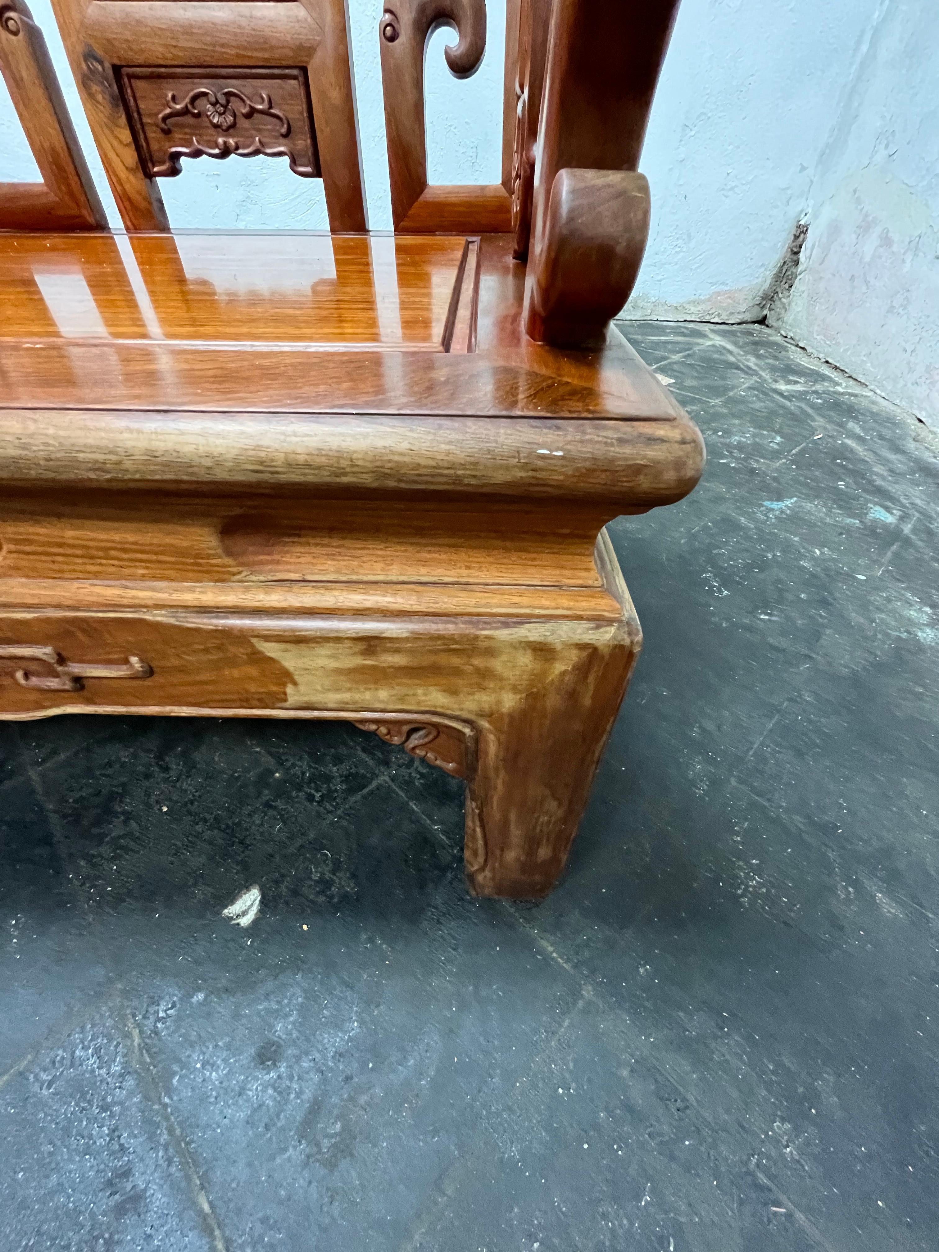 Asian Teak and Rosewood Sofa For Sale 2
