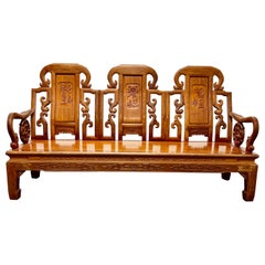 Asian Teak and Rosewood Sofa