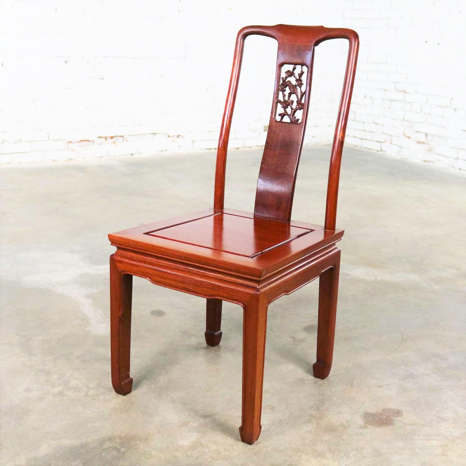 Vintage Asian Teak Hand Carved Side Chair in the Style of George Zee In Good Condition In Topeka, KS