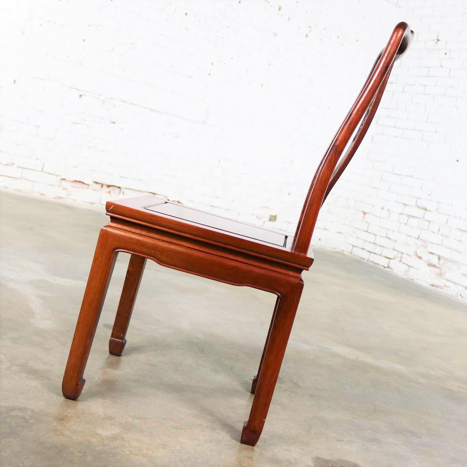 20th Century Vintage Asian Teak Hand Carved Side Chair in the Style of George Zee