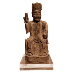 Tempio asiatico Figura taoista in legno