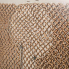 Asian Textile Picture of a Crocheted Bamboo Jacket on Linen, Myanmar 1900-1920