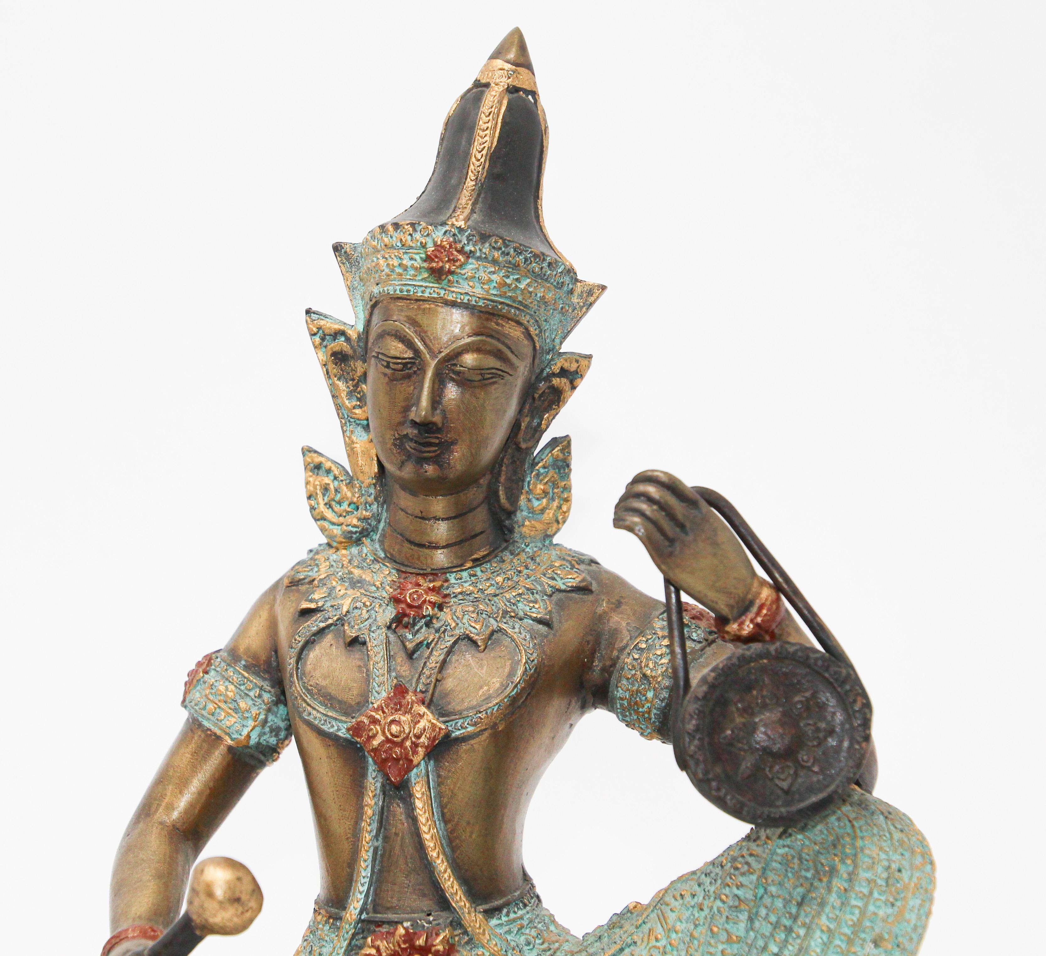 Mid-20th Century Asian Thai Gilt Bronze of an Angel Buddha Playing Music