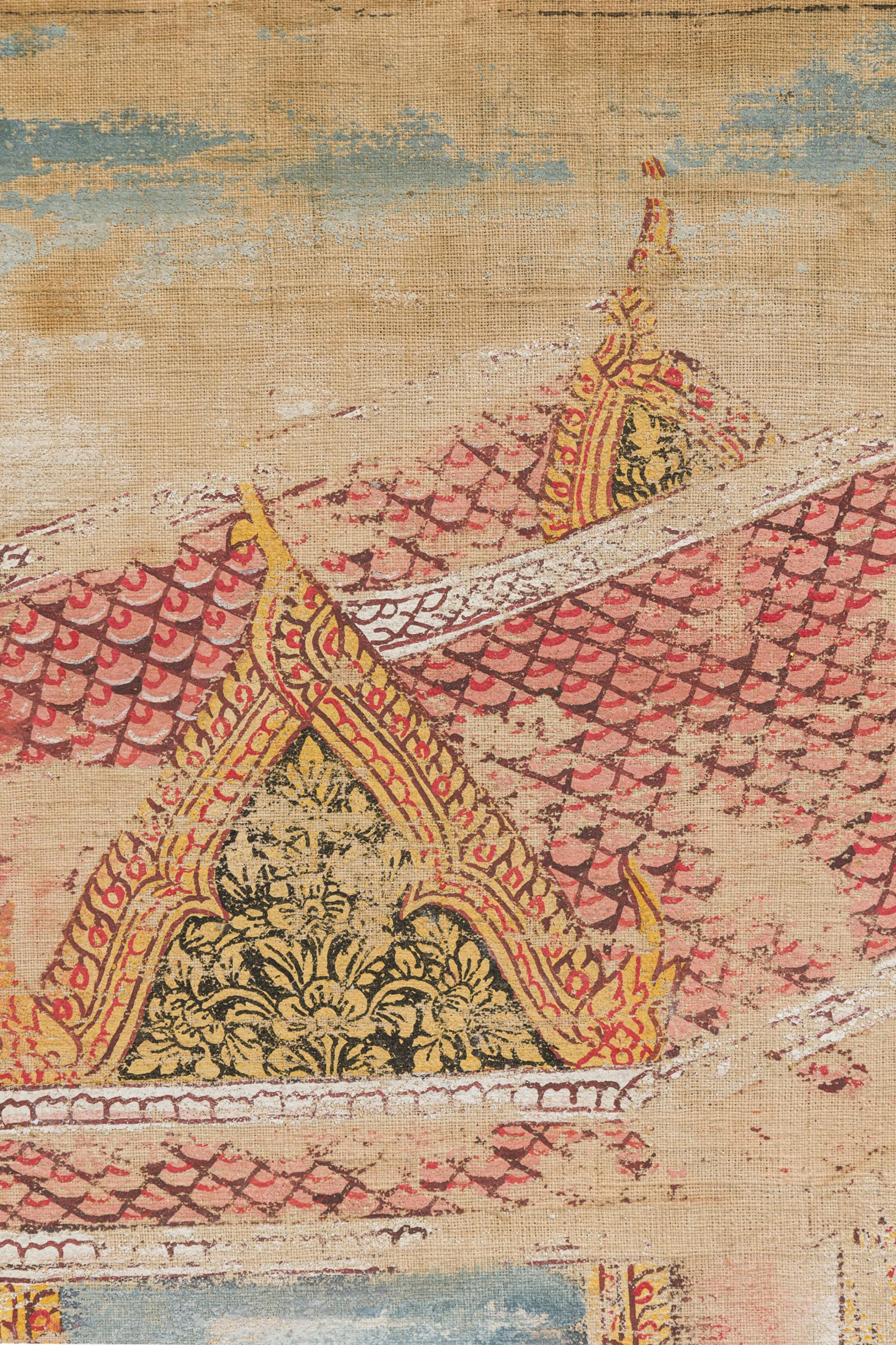 Femme noble asiatique thaïlandaise dans sa retraite Peinture mythologique en vente 1