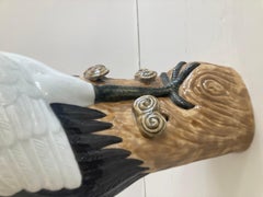 Asian Tropical Crain Bird in Glazed Porcelain