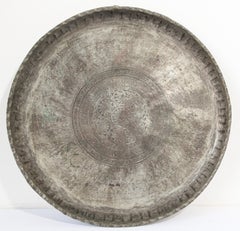 Asian Turkish Tin Copper Round Decorative Tray