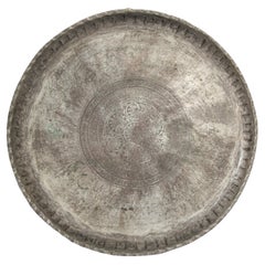 Asian Turkish Tin Copper Round Decorative Tray