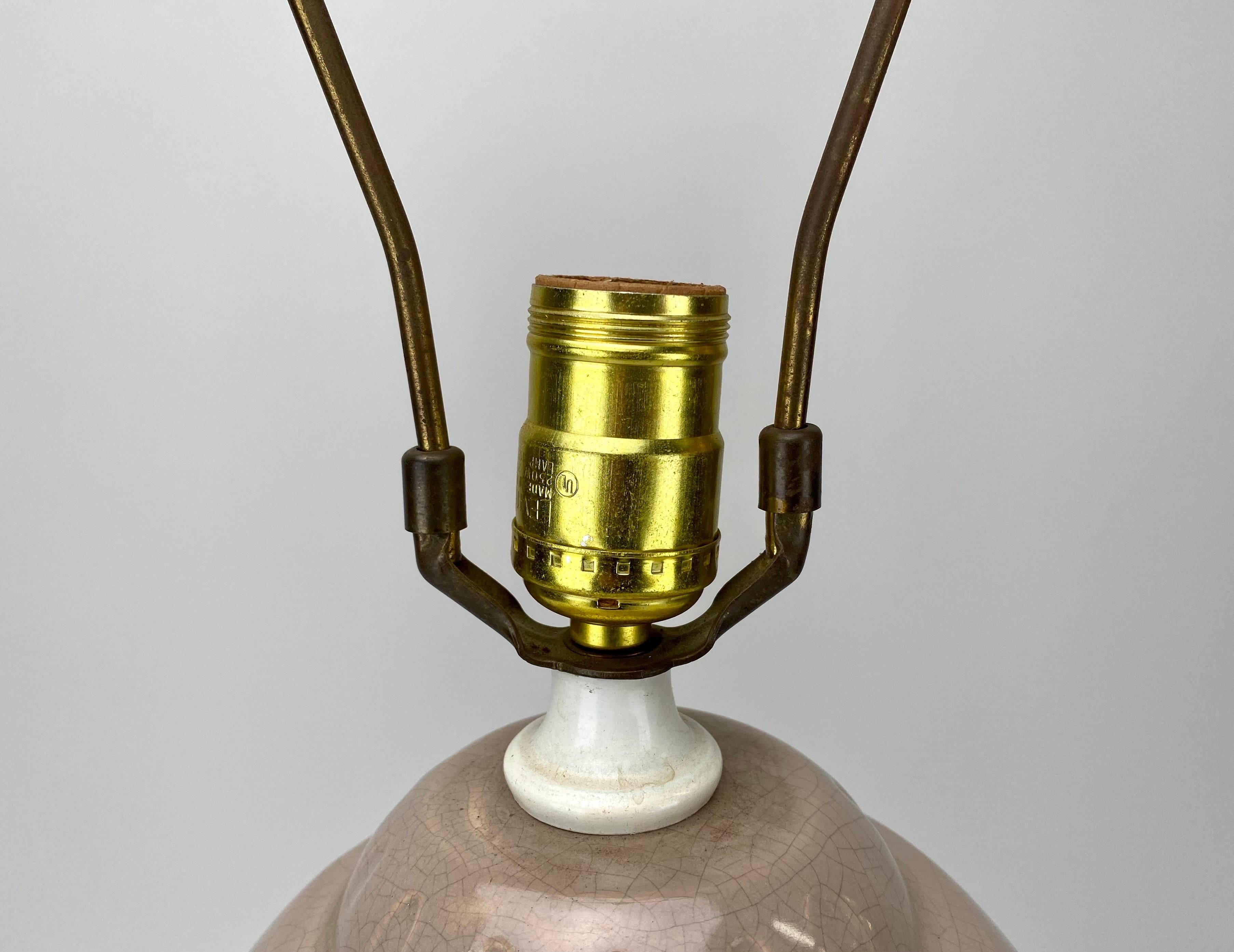 20th Century Asian White Bonsai Tree Design Taupe Ceramic Table Lamp, a Pair 