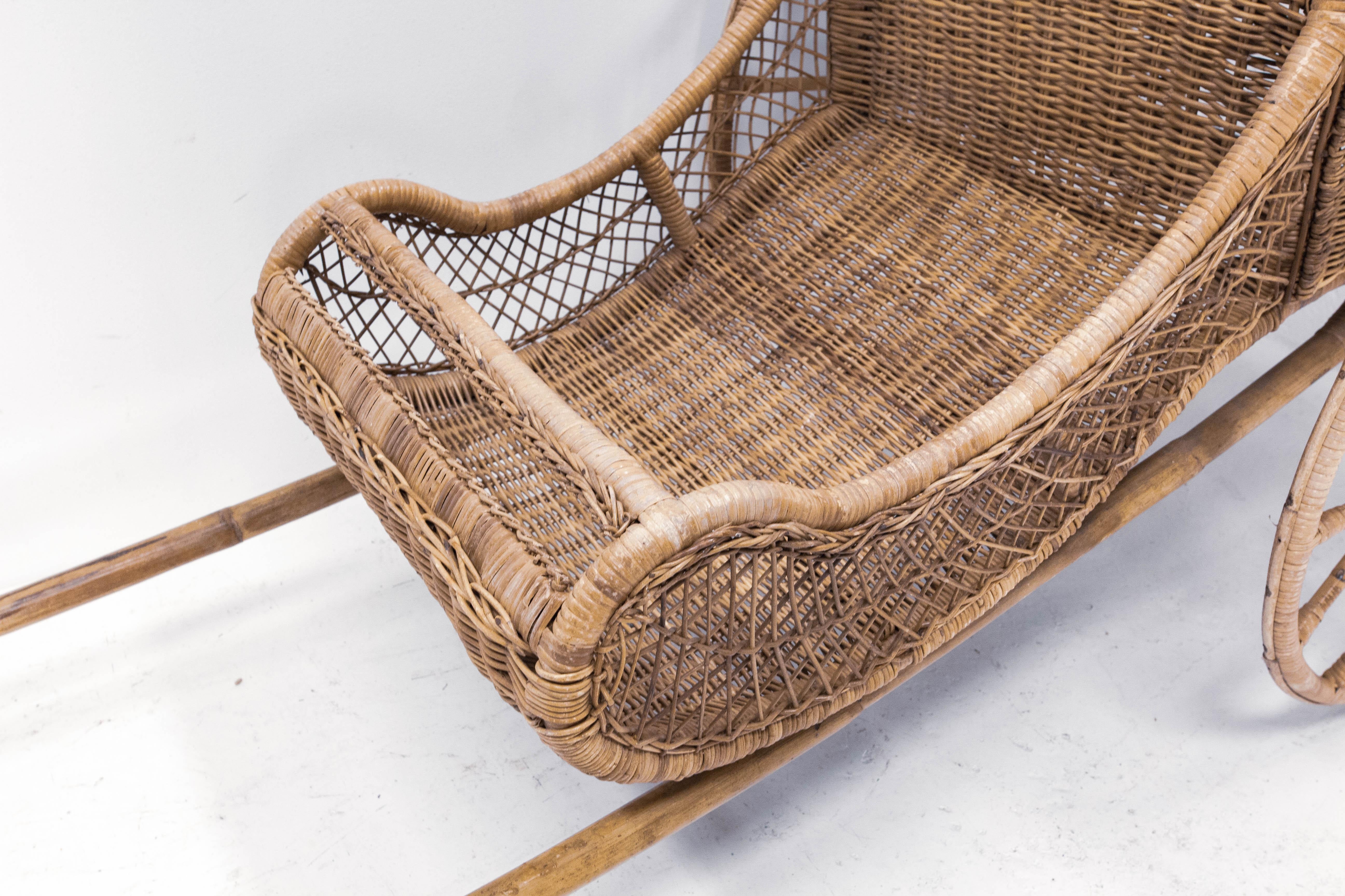 Asian Wicker and Bamboo Rickshaw Mid-Century For Sale 4